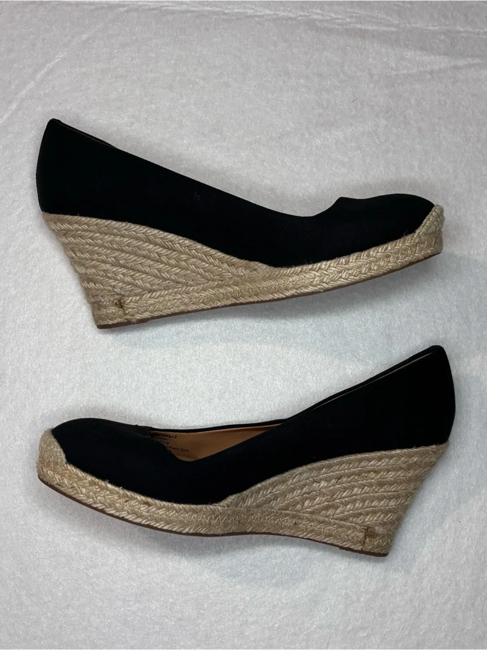 J. Crew Black Canvas Espadrille Wedge Pumps Woman’s Size 8.5